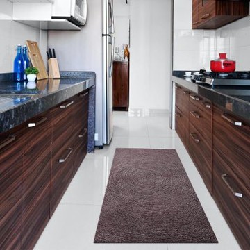 【山德力】ESPRIT 素色漩渦床邊毯 80X180cm 深棕色