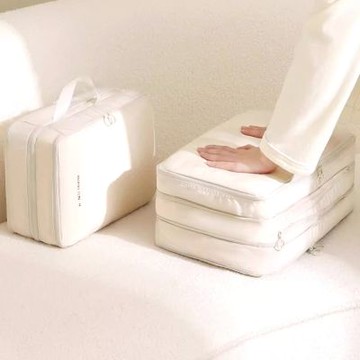 Mr.box  雙層雙拉鍊可擴展旅行衣物行李箱壓缩袋 (大號) -三色可選 任選2入組