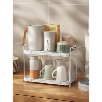 日式水杯置物架雙層茶杯咖啡收納架水杯玻璃杯子桌面托盤瀝水架子