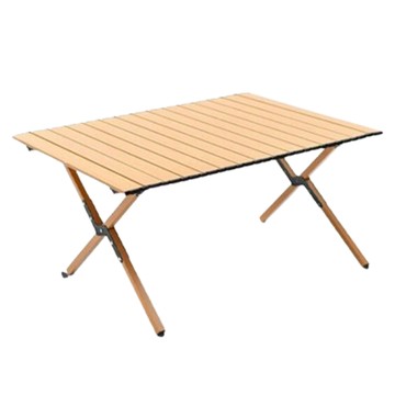 Sunday Life 戶外露營便攜折疊蛋捲桌 附黑色收納袋 KLS-L068  木紋色  87cm  87 x 60 x 45cm