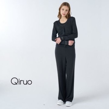 Qiruo 奇若秋冬專櫃灰色三件式休閒裝6241G外套+背心+長褲