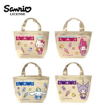 【日本正版】三麗鷗 澡堂系列 帆布手提袋 便當袋 午餐袋 凱蒂貓 美樂蒂 大耳狗 酷洛米