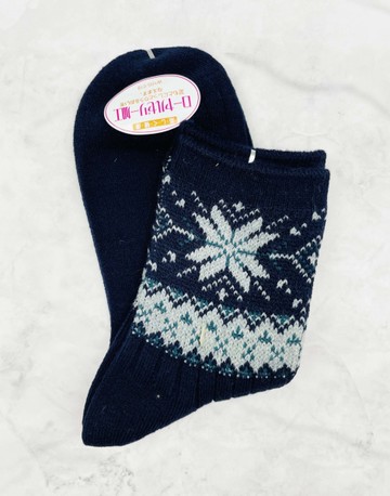 【震撼精品百貨】日本精品百貨~日本羊毛襪子(22~24CM)藍花*73664