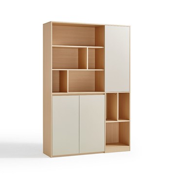 hoi! 林氏木業簡約雙色多功能1.19M高書櫃 OV1X-原木+灰