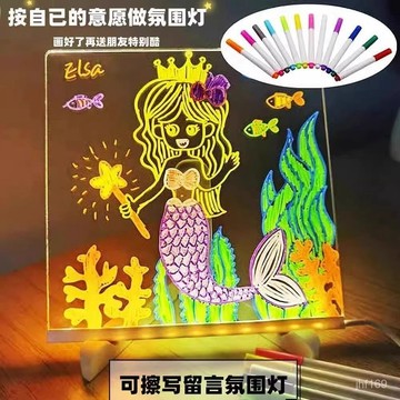 🔥臺灣出貨🔥畵畵神器髮光手繪畵闆闆廣告牌LED熒光闆雙麵亞克力髮光闆寫字闆 LJ5C