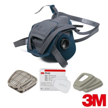 3M 6502QL快速穿戴防毒面具x有機氣體濾毒罐套組(6001濾毒罐+5N11濾棉+501濾蓋)