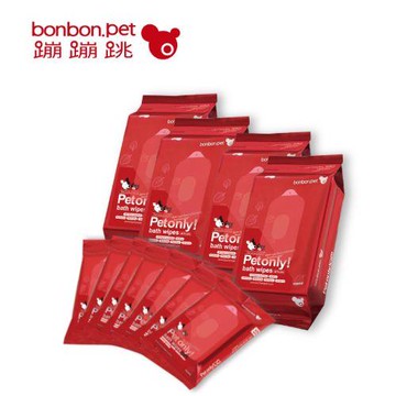 蹦蹦跳 寵物專用濕紙巾 家庭號(青草香)X4入+隨身包(無香) X 8入