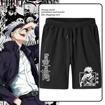 咒術回戰短褲五條悟五分褲油杰虎杖悠仁黑色夏二次元沙灘褲男動漫