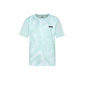 FILA 男未來感金屬印花短袖機能運動上衣-淺綠 1TEZ-5301-LN