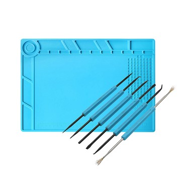 多件式工具組 焊接維修工作臺套組 / 多功能維修隔熱墊+焊接輔助工具6件組