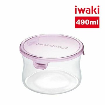 日本耐熱玻璃圓形微波保鮮盒490ml(粉色)(原廠總代理)