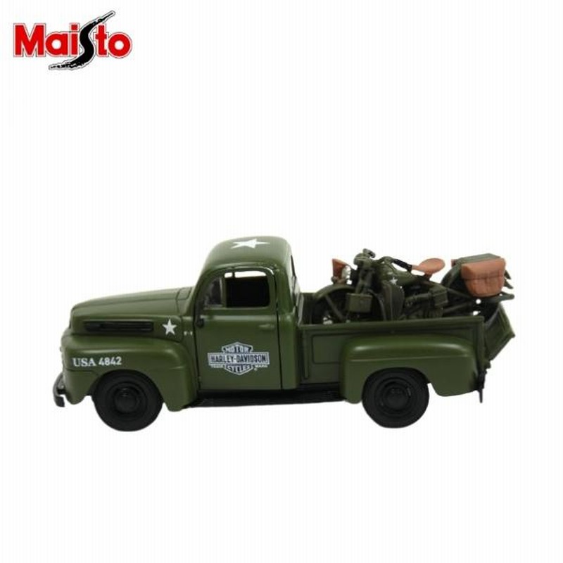 Maisto マイスト 1/24 ダイキャストカー 1948 Ford F-1 Pickup u0026 Harley Davidson 1948 WLA  Panhead (ARMY)ミニカーセット フォード ピックアップトラック | LINEショッピング