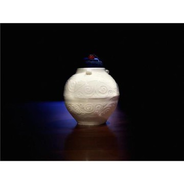 80年代臺定德化白瓷器 一比一仿明代模印接胎 木塞茶入白色茶葉罐