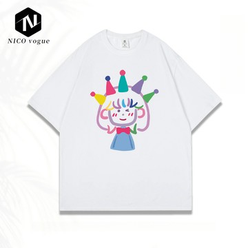 【Nico】黑色情侶裝 純棉短袖t恤女 高級小眾不撞衫上衣 100%純棉上衣女 男生短袖 女生T恤 短T 短踢 寬鬆上衣