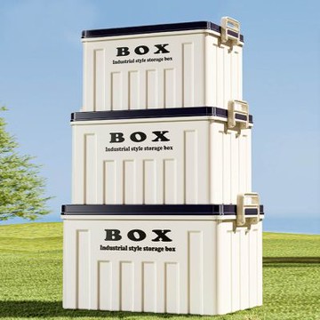 【AOTTO】大容量工業風雙提手收納箱-3入(露營箱 置物箱 車載箱)