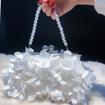 甜美小仙女包花朵手提包單肩斜挎包晚宴旗袍包婚禮手包絲綢漢服包