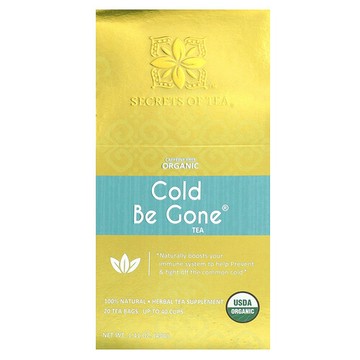 Secrets of Tea, 有機 Cold Be Gone 茶，無咖啡萃取，20 茶包，1.41 盎司（40 克）