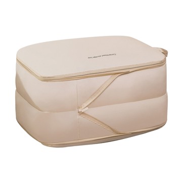 【Mr.box】雙層雙拉鍊旅行衣物行李箱壓缩袋-燕麥色(超大號)燕麥色(超大號)