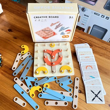 木製蒙氏玩具 幾何數學教具 釘圖形教具 拼圖 早教木質拼拼樂 兒童玩具