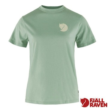 【Fjallraven 北極狐】女 Fox Boxy Logo 輕量吸濕彈性透氣有機棉短袖圓領衫.T恤.上衣_87153-674 霧綠