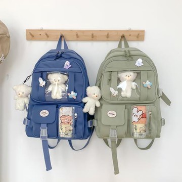 ins風大容量高中學生書包女韓版原宿ulzzang卡通雙肩包小學生背包