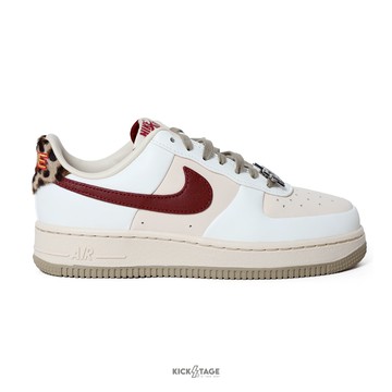 NIKE W AIR FORCE 1 '07 米酒紅 豹紋 星星 刺繡 復古 皮革 休閒鞋 女鞋【IM7510-262】