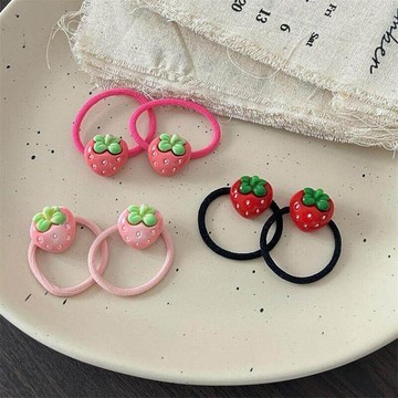 🥇隔日達出💎胖草莓拇指髮圈可愛ins軟萌少女髮飾馬尾發繩兒童無痕不傷發皮筋