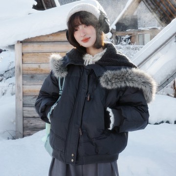 可拆毛領大翻領羽絨服|外套|兩色|冬款|Sora-2028