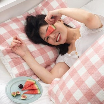 純棉紗布簡約枕巾一對裝日式格子學生成人情侶日歐式枕頭巾不脫落