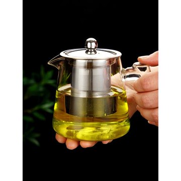 玻璃茶壺家用加厚泡茶壺耐高溫實木側把花茶壺燒水煮茶壺茶具套裝