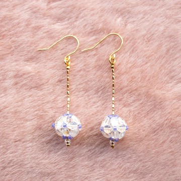 透白繡球花耳環  925 純銀鍍金耳針/耳夾