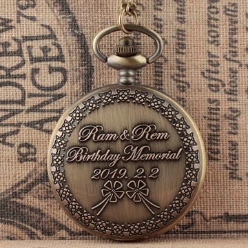 復古幸運四葉草懷表女孩項鏈表翻蓋老人學生生日紀念品畢業季禮物