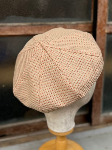 小牛村/ 粉橘 貝雷帽 日系可愛 手工帽 輕薄