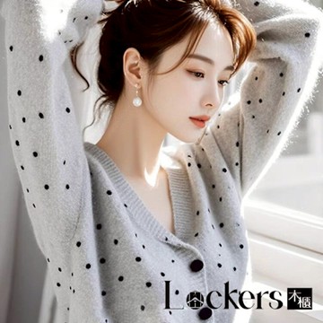 【Lockers 木櫃】韓系灰色波點針織衫 L114032002