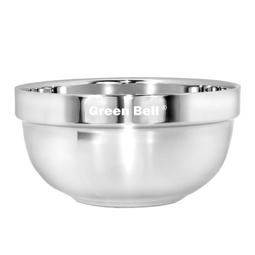 Green Bell 綠貝 304不鏽鋼晶緻隔熱碗 15.5cm 耐酸鹼、耐腐蝕、耐高溫  不鏽鋼 銀色  1個