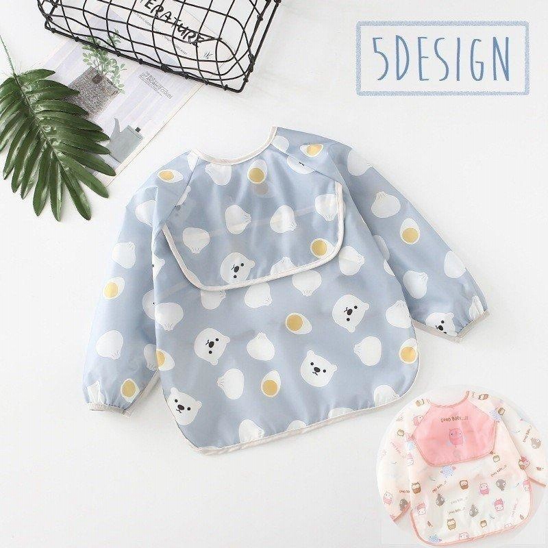 お食事エプロン よだれかけ スタイ スモック ベビー 赤ちゃん キッズ 男の子 女の子 ユニセックス 長袖 食べこぼしポケット 防水 袖ゴム 紐 プリ 通販 Lineポイント最大get Lineショッピング