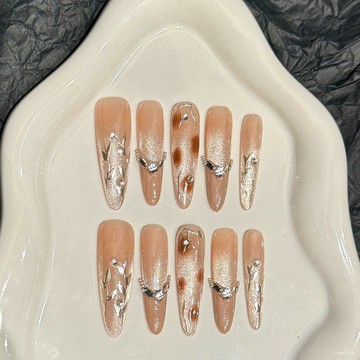 💟加一手工甲💅🏻藝禾【暮色沙灘】手工穿戴甲女貓眼立體感美甲工廠假指甲純手工穿戴甲 ZPO3