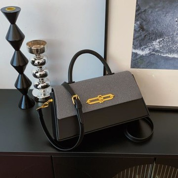 跨境潮流女包定型小方包2024年冬季新款斜挎單肩撞色翻蓋鎖扣女包