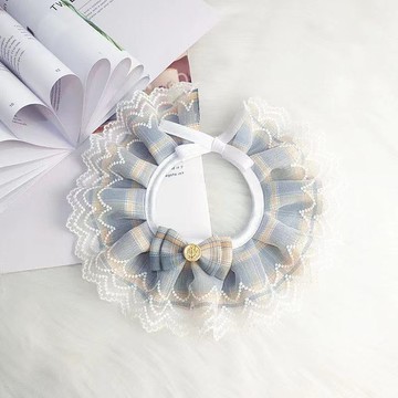 貓咪口水巾狗狗項圈圍脖圍巾可愛英倫風蕾絲寵物用品貓咪飾品