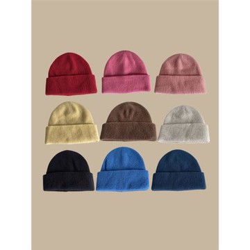 出口日本高品質100綿羊毛帽子女秋冬保暖護耳針織帽大頭圍顯臉小