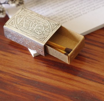 -古董英國購入之純銀雕花925火柴盒套 封套 盒 W802