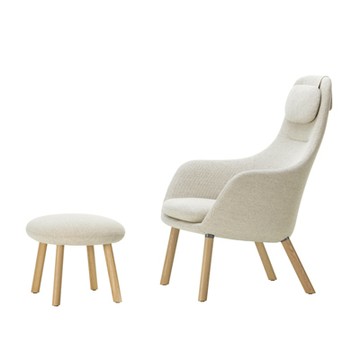 HAL Lounge Chair 休閒扶手好椅（含腳凳與坐墊 / 淺橡木 / 米白色布料）