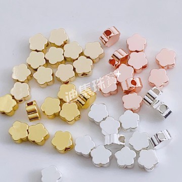A10236【14K包金配件】14K保色幾何平面小花隔珠DIY手工穿珠配飾花朵星星穿孔珠