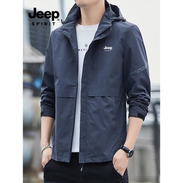 JEEP吉普男士外套春秋2025新款戶外防風防水寬松休閑連帽夾克男裝
