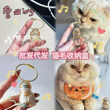 🍮臺灣36H🚆批髮價】透明貓毛收納盒吊飾貓咪毛髮存放膠囊紀念收藏包鑰匙扣 FD7V