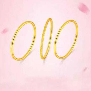 足銀S999素圈純銀男女對戒指情侶鍍黃金光面古法釘砂閉口閨蜜禮物