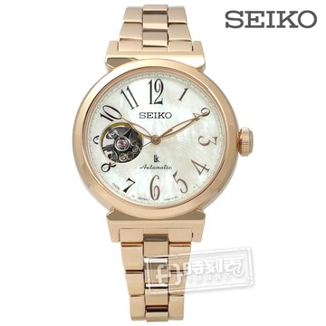 SEIKO 精工 / 4R38-01E0K.SSA836J1 / LUKIA 機械錶 藍寶石水晶 珍珠母貝日期 不鏽鋼手錶  銀x鍍玫瑰金 34mm