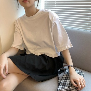 韓版寬鬆素色短版上衣【T319】