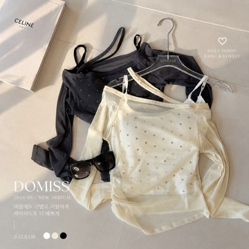 【心動波點♡】DOMISS自訂-透膚網紗上衣 波點背心 套裝 性感上衣 (現貨)