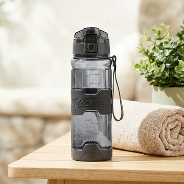 TRITAN質感防摔直飲運動提帶水壺 500ML 透明灰